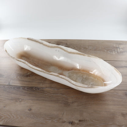 Mexican Onyx/Calcite Canoe Bowl 28"