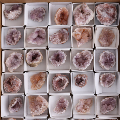 Pink Amethyst Flat of 30 - Expert Wholesale and Supplier of Wholesale Crystals & Bulk Gemstones, ["Amethyst","Pink Amethyst"]