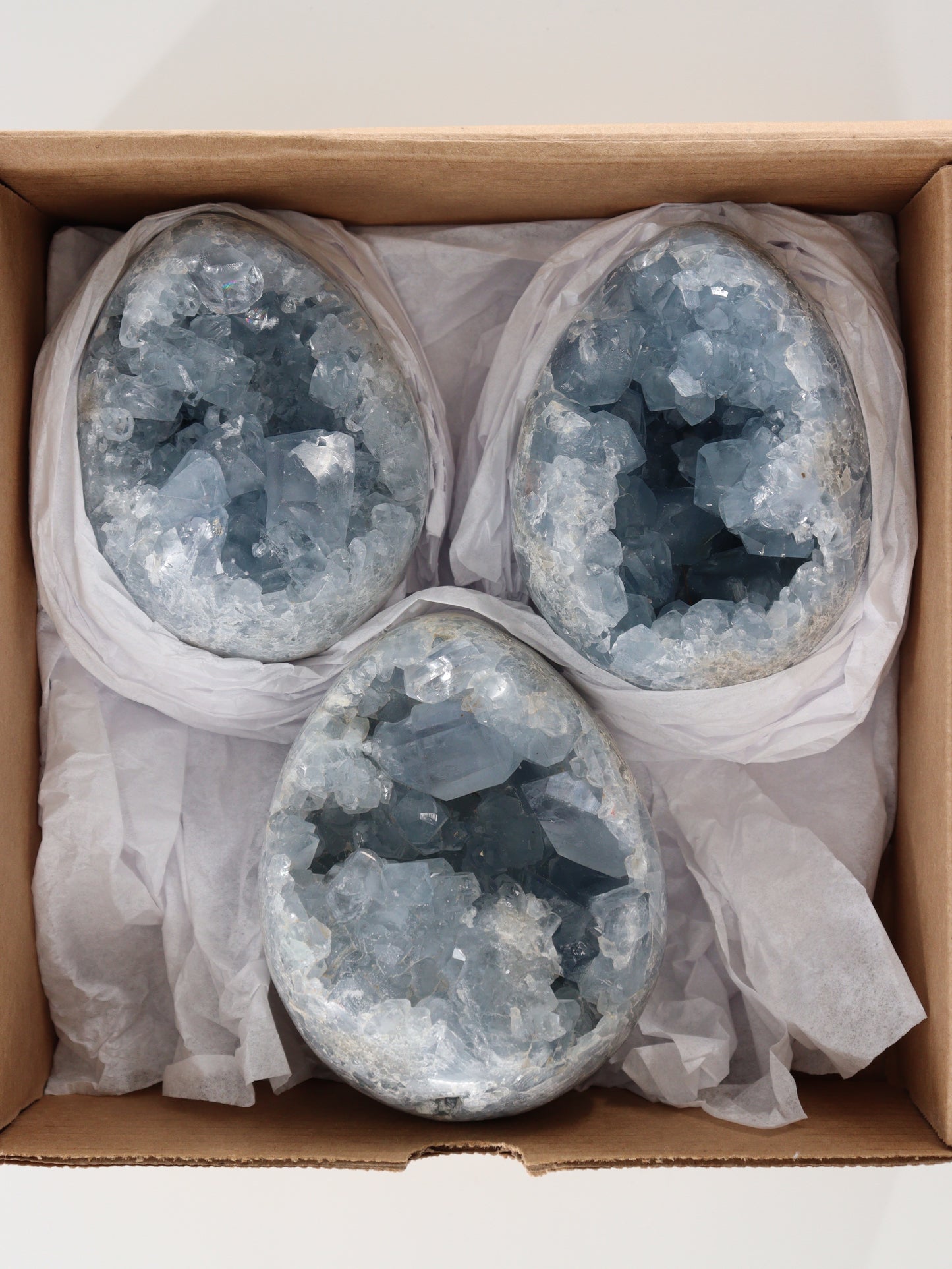 Celestite Eggs Set of 3 - Expert Wholesale and Supplier of Wholesale Crystals & Bulk Gemstones, []