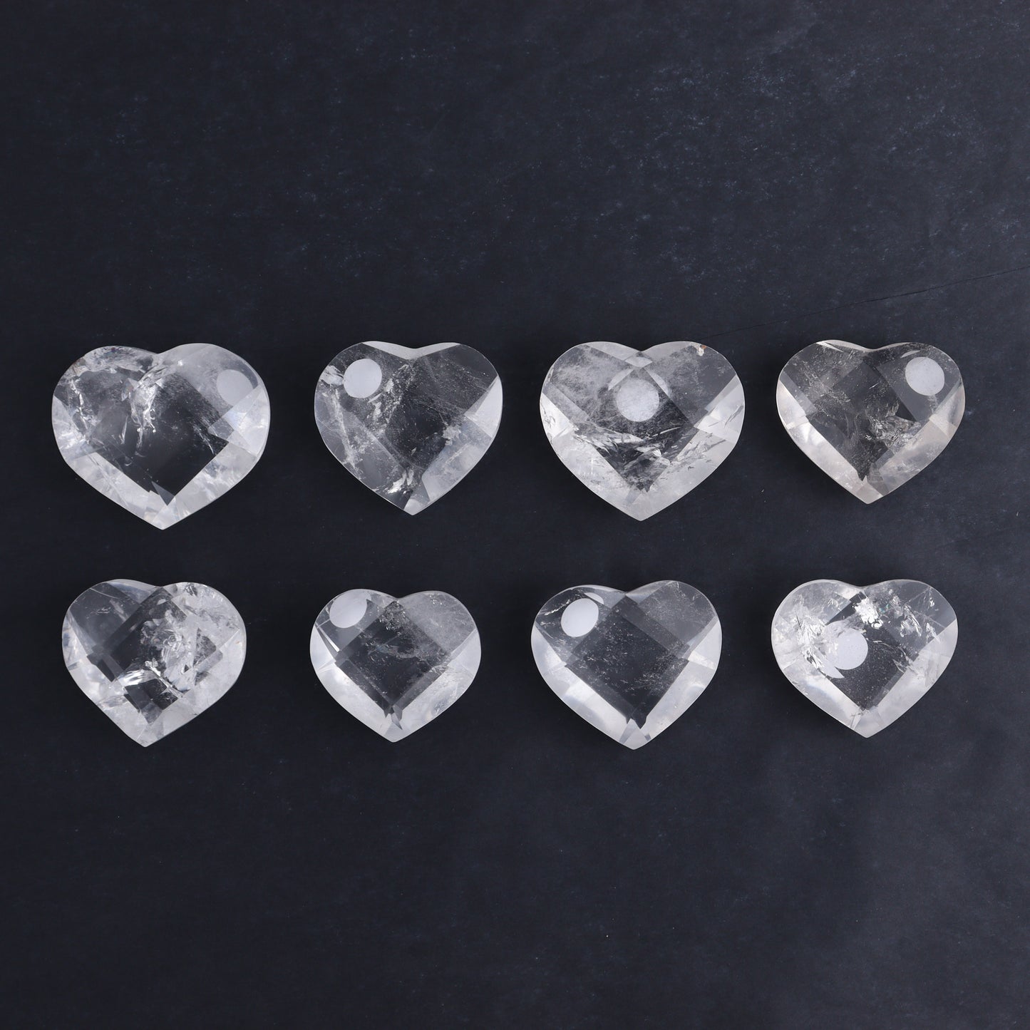 Clear Quartz Mixed Hearts & Hexagon Set of 18 - Expert Wholesale and Supplier of Wholesale Crystals & Bulk Gemstones, ["Brazil","Clear Quartz","Hearts","Hexagon","Quartz"]