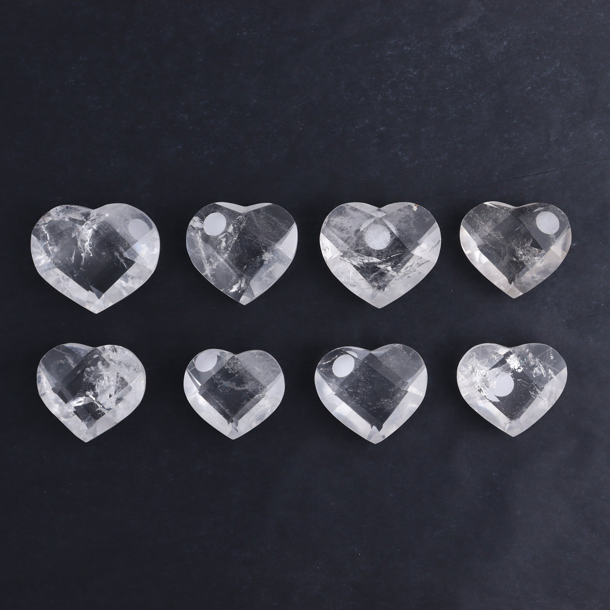 Clear Quartz Mixed Hearts & Hexagon Set of 18 - Expert Wholesale and Supplier of Wholesale Crystals & Bulk Gemstones, ["Brazil","Clear Quartz","Hearts","Hexagon","Quartz"]