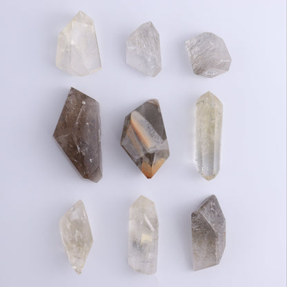 Rutiled Quartz Freeforms Set of 9 - Expert Wholesale and Supplier of Wholesale Crystals & Bulk Gemstones, ["Brazil","Freeform","Freeforms","Points","Quartz","Rutiled Quartz"]
