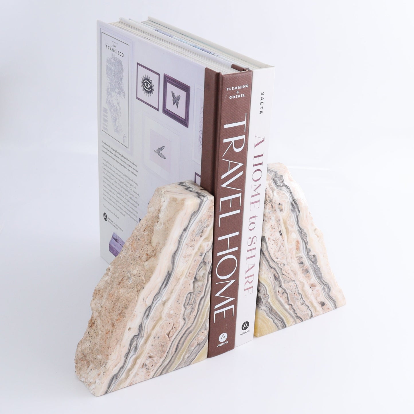 One Pair of Mexican Onyx/Calcite Pink & Yellow Rough Bookend - Expert Wholesale and Supplier of Wholesale Crystals & Bulk Gemstones, ["Bookends","Calcite","Catalog Onyx","Mexico","onyx"]
