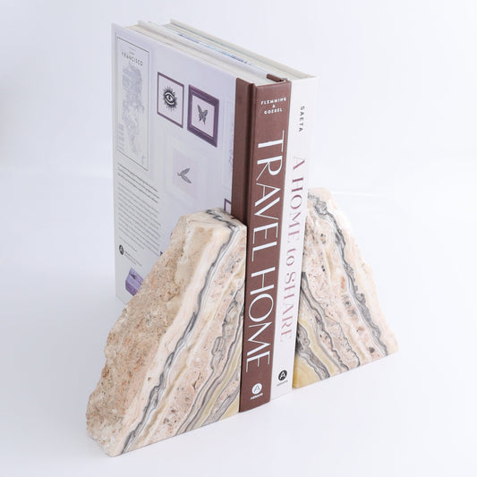 One Pair of Mexican Onyx/Calcite Pink & Yellow Rough Bookend - Expert Wholesale and Supplier of Wholesale Crystals & Bulk Gemstones, ["Bookends","Calcite","Catalog Onyx","Mexico","onyx"]