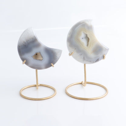Agate Moons with Stand Set of 5