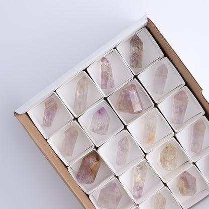 Powellite Amethyst UV Reactive Towers Set of 20 - Expert Wholesale and Supplier of Wholesale Crystals & Bulk Gemstones, ["Amethyst","Powellite"]