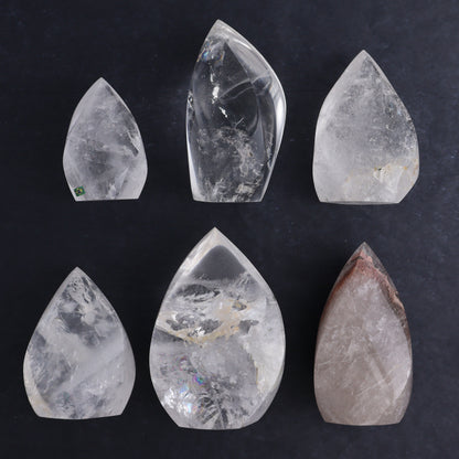 Imperfect Quartz Flames Set of 6 - Expert Wholesale and Supplier of Wholesale Crystals & Bulk Gemstones, ["Brazil","Clear Quartz","flames","Quartz"]