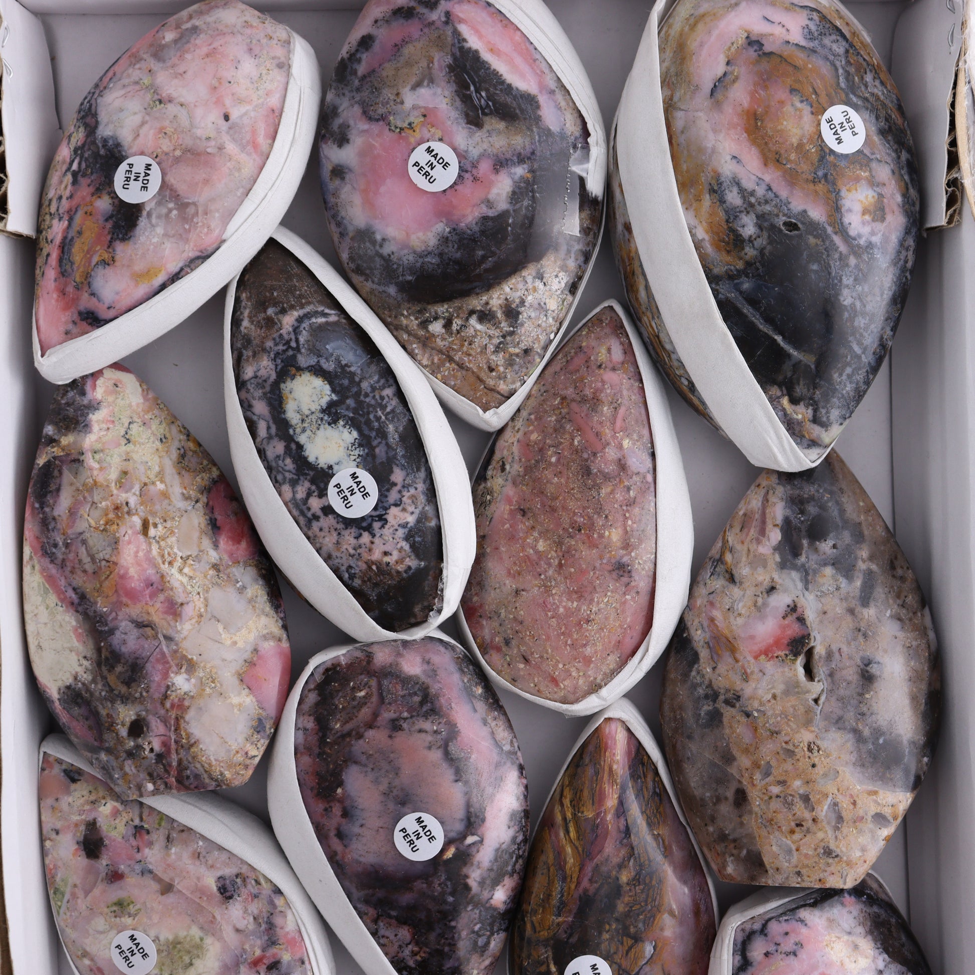 Pink Opal Flames Set of 15 - Expert Wholesale and Supplier of Wholesale Crystals & Bulk Gemstones, ["flames","Peru","Pink Opal"]