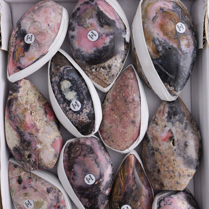 Pink Opal Flames Set of 15 - Expert Wholesale and Supplier of Wholesale Crystals & Bulk Gemstones, ["flames","Peru","Pink Opal"]