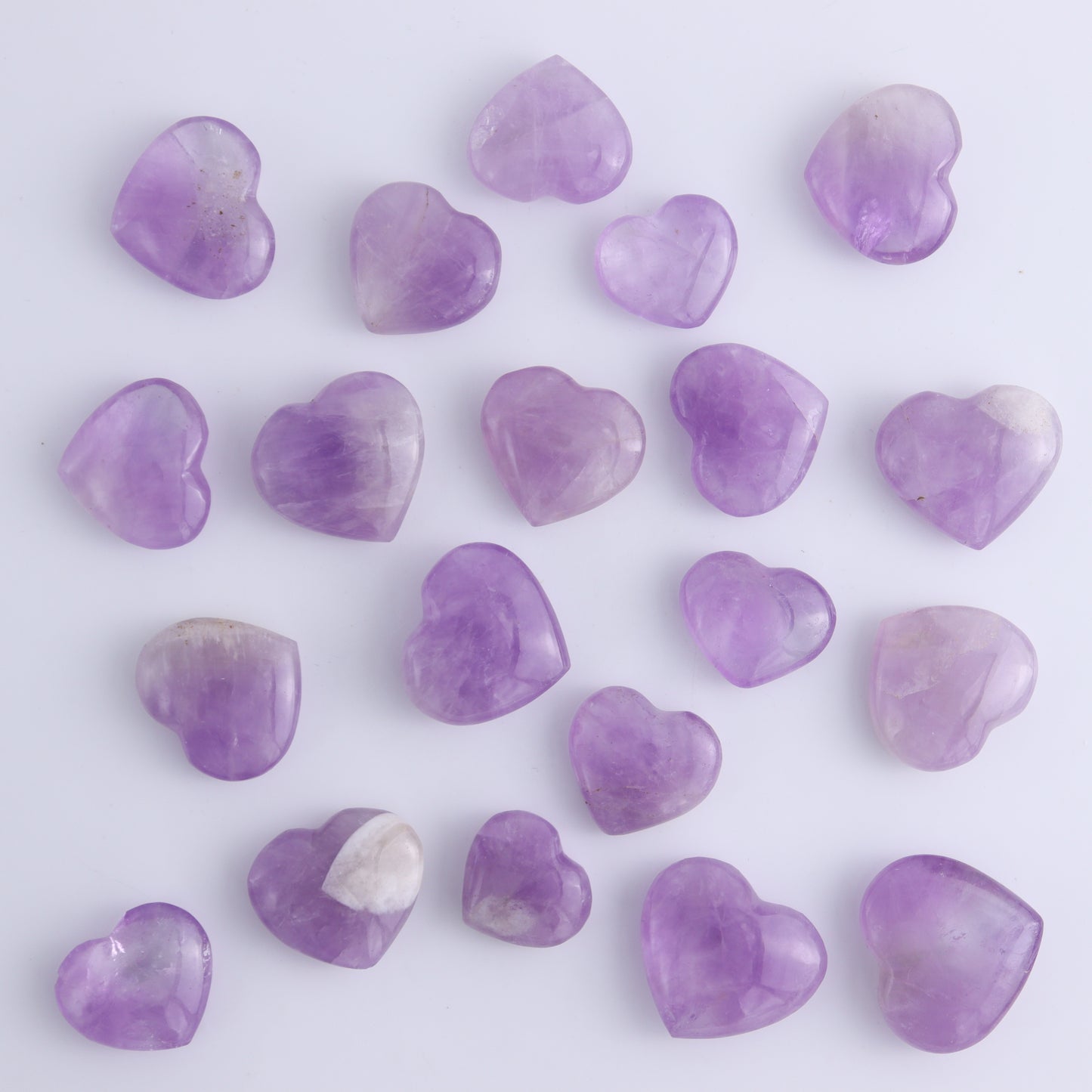 Amethyst Hearts Set of 20 Pieces - Expert Wholesale and Supplier of Wholesale Crystals & Bulk Gemstones, ["Amethyst","Hearts"]
