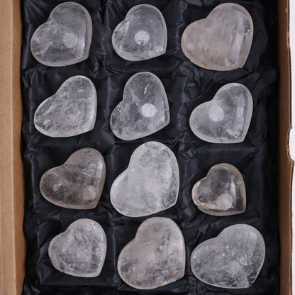 Imperfect Clear Quartz Hearts Set of 12 - Expert Wholesale and Supplier of Wholesale Crystals & Bulk Gemstones, ["Brazil","Clear Quartz","close_50","Hearts","Quartz"]
