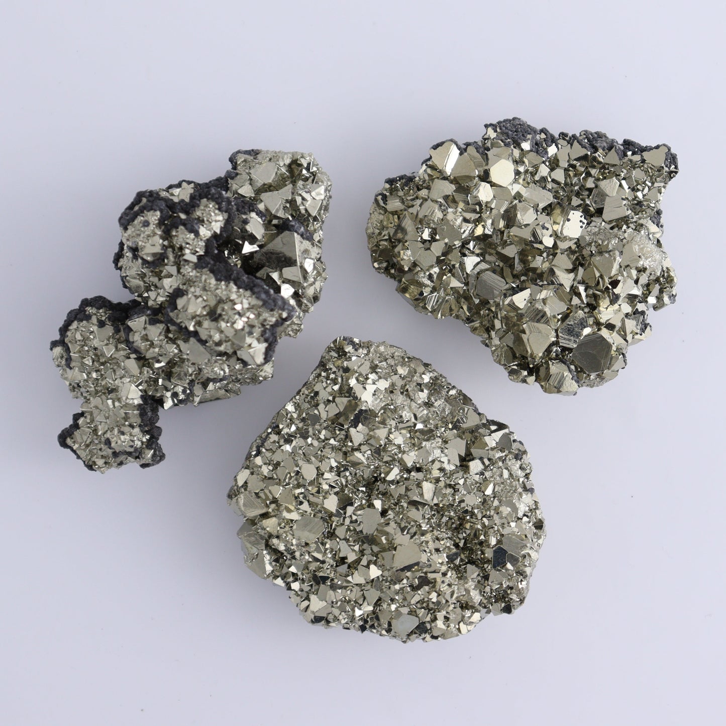 Octahedral Pyrite Clusters Set of 6 - Expert Wholesale and Supplier of Wholesale Crystals & Bulk Gemstones, ["Clusters","Octahedral Pyrite","Peru","Pyrite"]