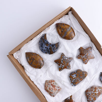Brecciated Jasper Moons, Stars, Towers, Clouds, and Flames Set of 10 - Expert Wholesale and Supplier of Wholesale Crystals & Bulk Gemstones, ["Brecciated Jasper","Clouds","flames","Indonesia","moons","stars","Towers"]