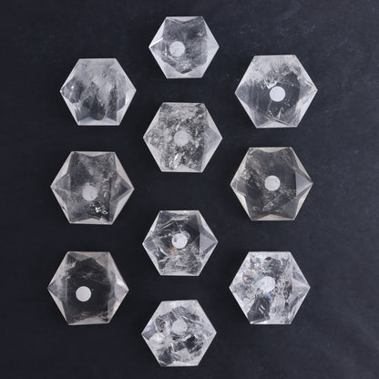 Clear Quartz Mixed Hearts & Hexagon Set of 18 - Expert Wholesale and Supplier of Wholesale Crystals & Bulk Gemstones, ["Brazil","Clear Quartz","Hearts","Hexagon","Quartz"]