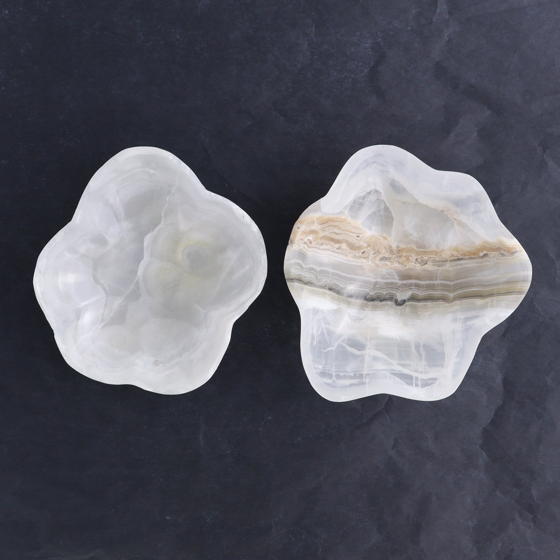 One Mexican Onyx/Calcite White & Grey Irregular Bowl - Expert Wholesale and Supplier of Wholesale Crystals & Bulk Gemstones, ["bowl","Bowls","Calcite","Catalog Onyx","Decorative Dish","Mexico","onyx"]