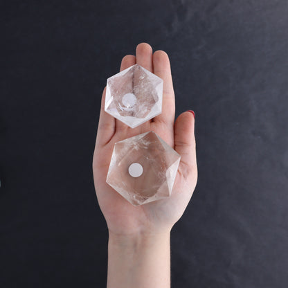 Clear Quartz Mixed Hearts & Hexagon Set of 18 - Expert Wholesale and Supplier of Wholesale Crystals & Bulk Gemstones, ["Brazil","Clear Quartz","Hearts","Hexagon","Quartz"]