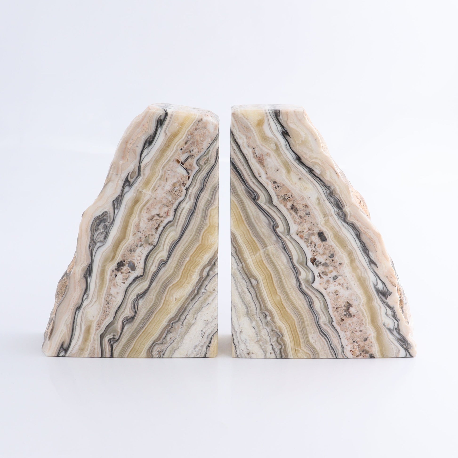 One Pair of Mexican Onyx/Calcite Pink & Yellow Rough Bookend - Expert Wholesale and Supplier of Wholesale Crystals & Bulk Gemstones, ["Bookends","Calcite","Catalog Onyx","Mexico","onyx"]