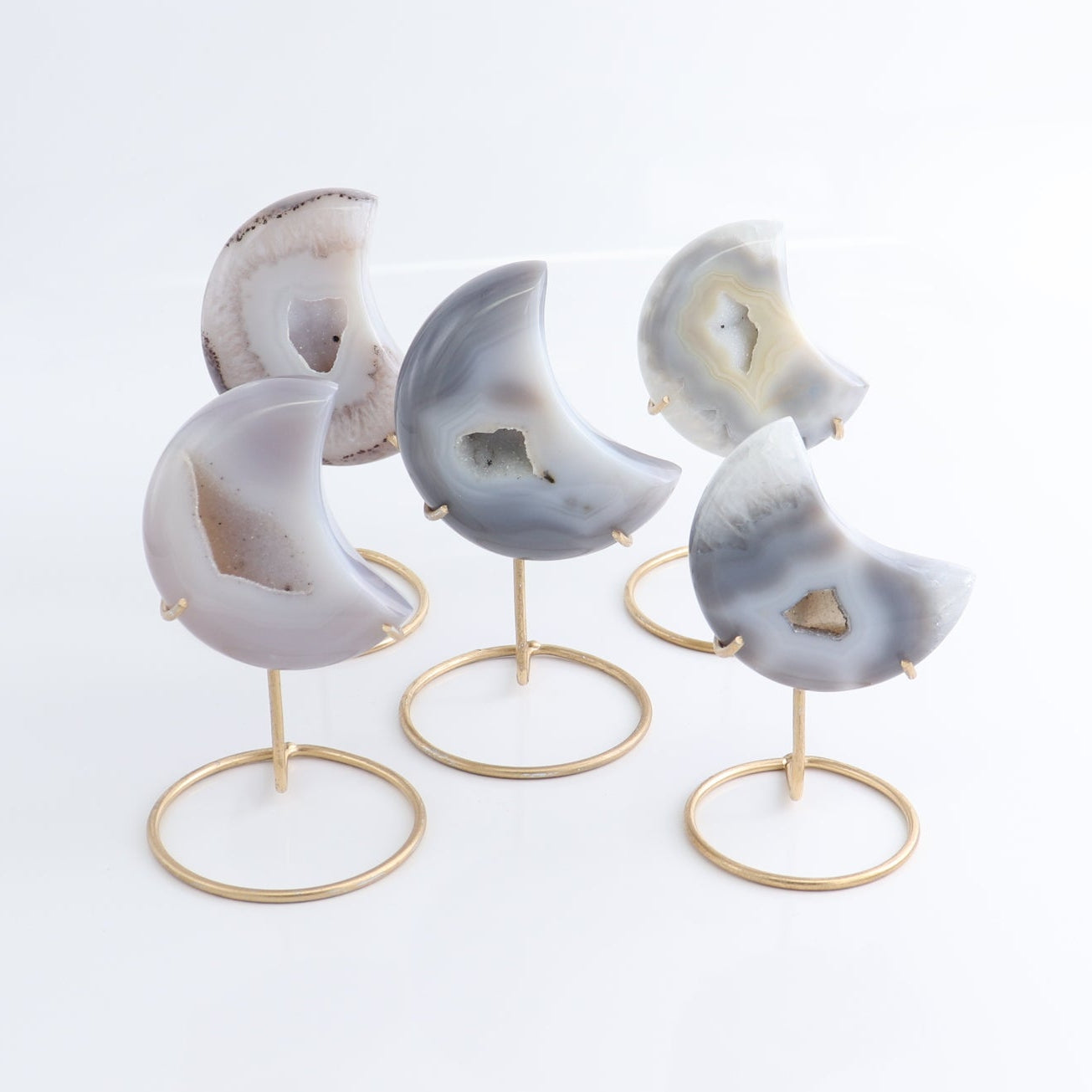 Agate Moons with Stand Set of 5