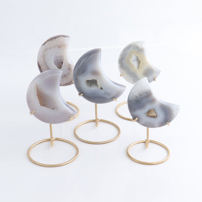 Agate Moons with Stand Set of 5