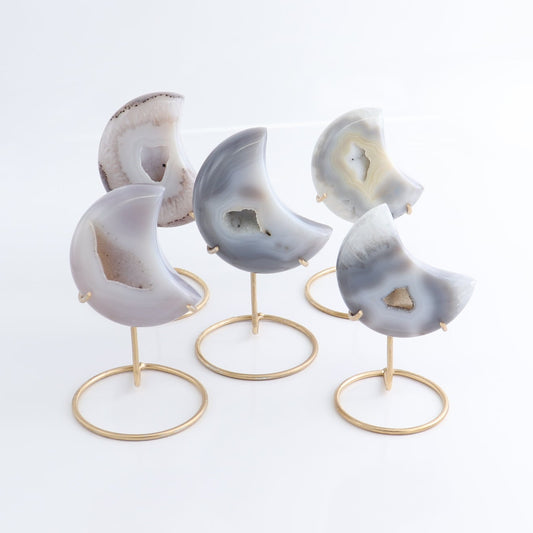 Agate Moons with Stand Set of 5