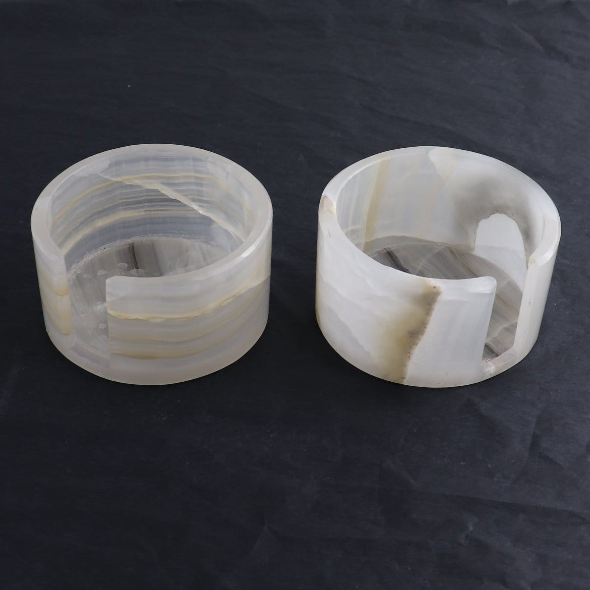 Coaster Set Mexican Onyx/Calcite White & Grey