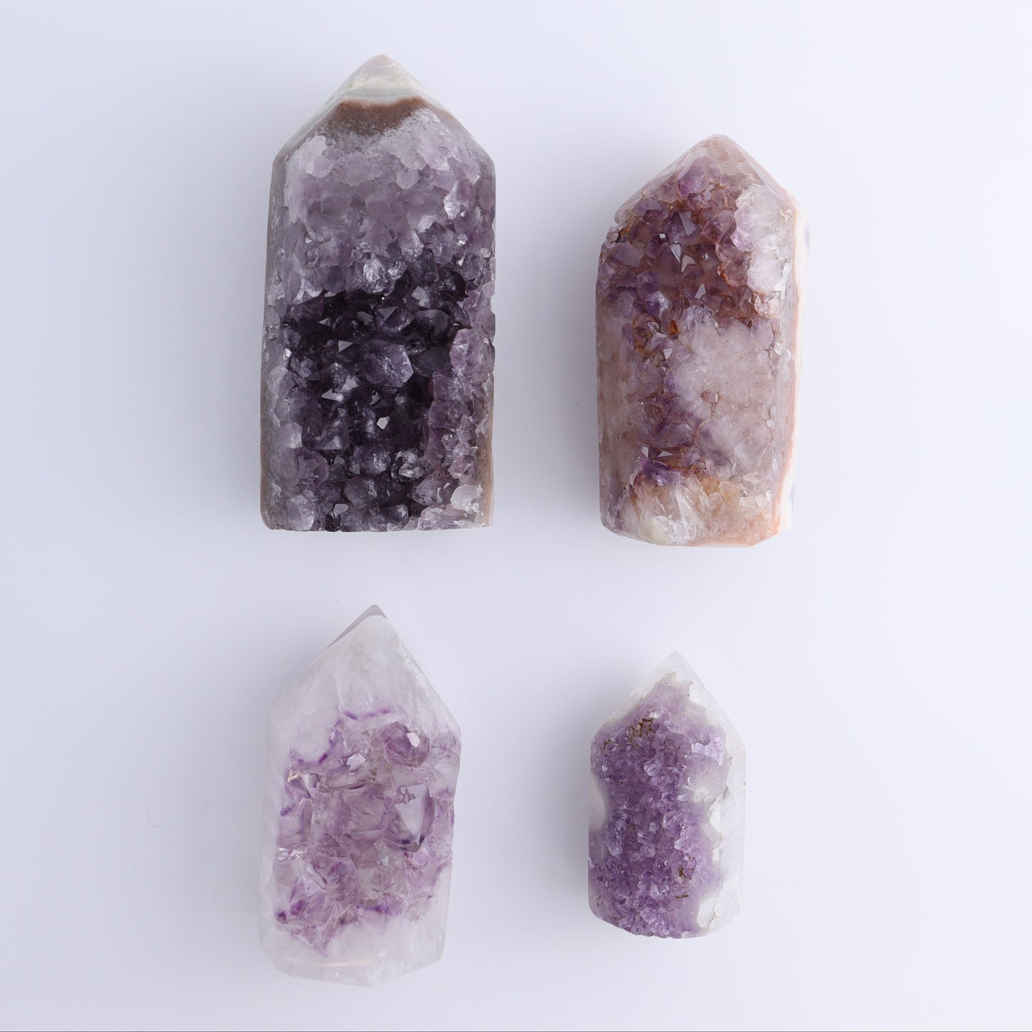 Uruguay Amethyst Towers Set of 4 - Expert Wholesale and Supplier of Wholesale Crystals & Bulk Gemstones, ["Amethyst","Towers","Uruguay"]