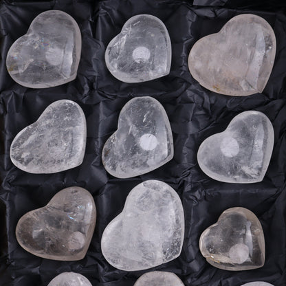Imperfect Clear Quartz Hearts Set of 12 - Expert Wholesale and Supplier of Wholesale Crystals & Bulk Gemstones, ["Brazil","Clear Quartz","close_50","Hearts","Quartz"]