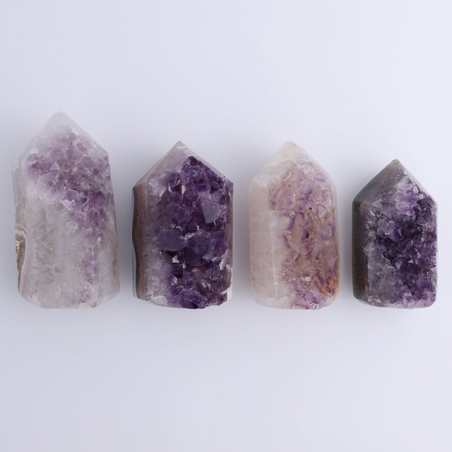 Uruguay Amethyst Towers Set of 4 - Expert Wholesale and Supplier of Wholesale Crystals & Bulk Gemstones, ["Amethyst","Towers","Uruguay"]