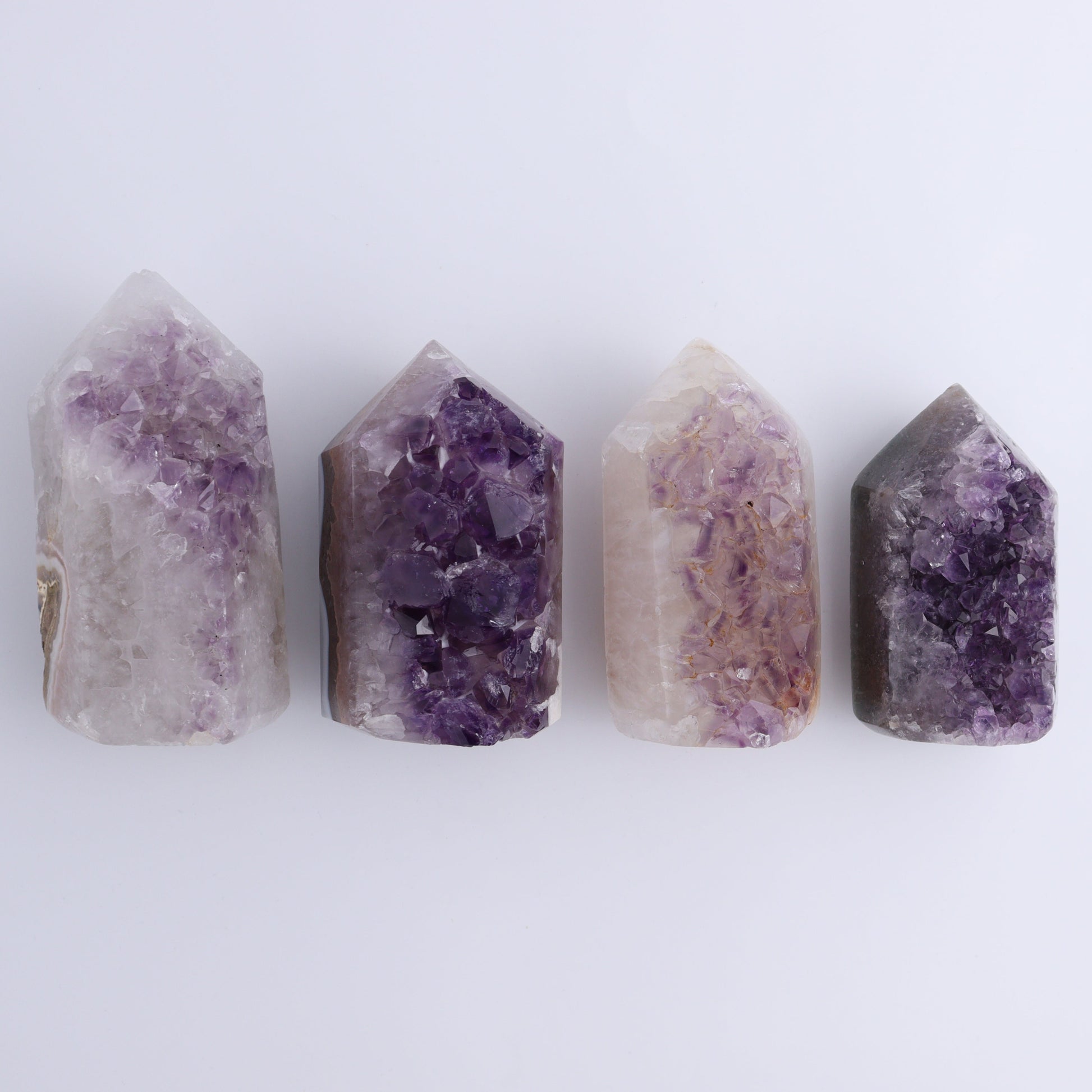 Uruguay Amethyst Towers Set of 4 - Expert Wholesale and Supplier of Wholesale Crystals & Bulk Gemstones, ["Amethyst","Towers","Uruguay"]