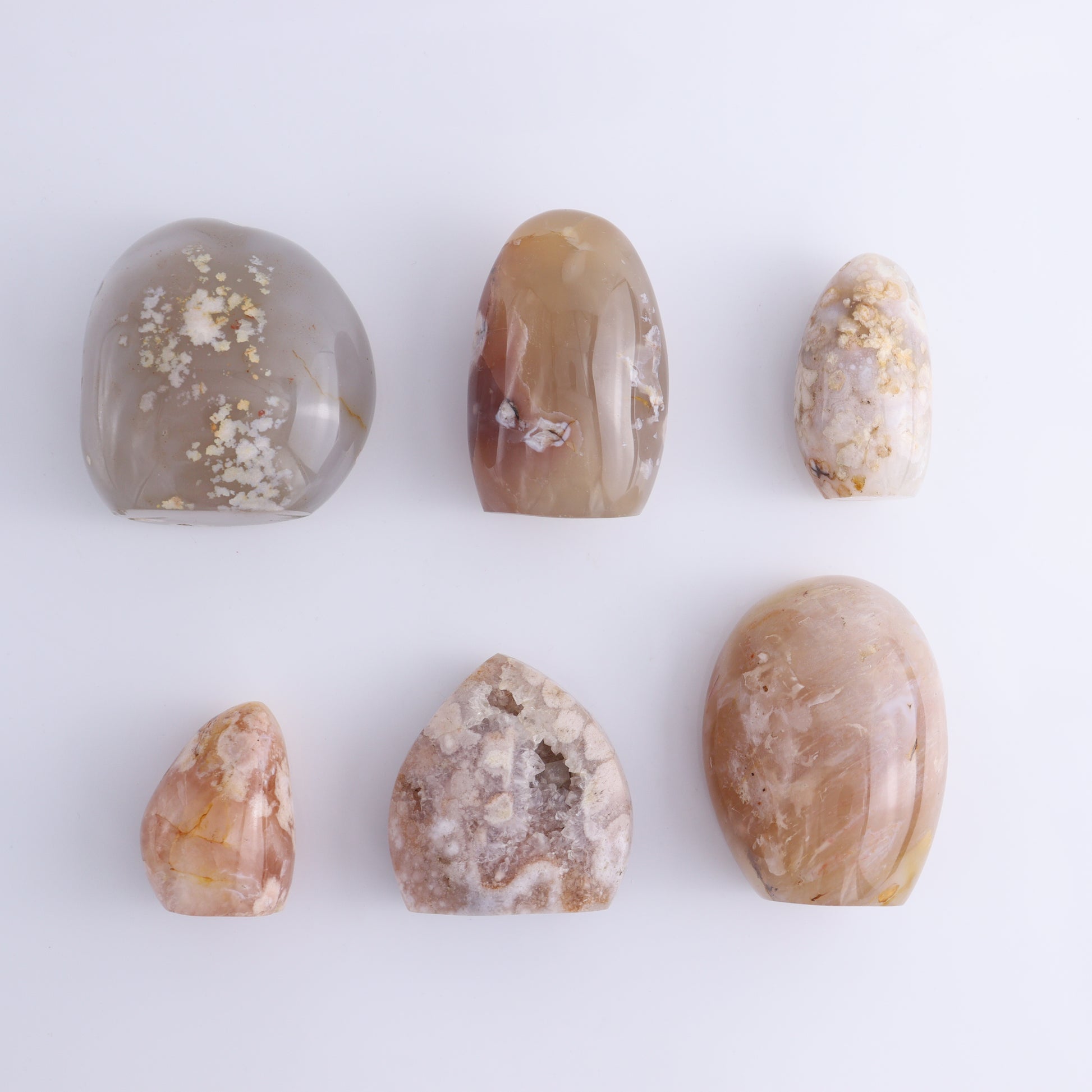 Flower Agate Freeforms Set of 6 - Expert Wholesale and Supplier of Wholesale Crystals & Bulk Gemstones, ["close_50","Flower Agate","Freeforms","Madagascar"]
