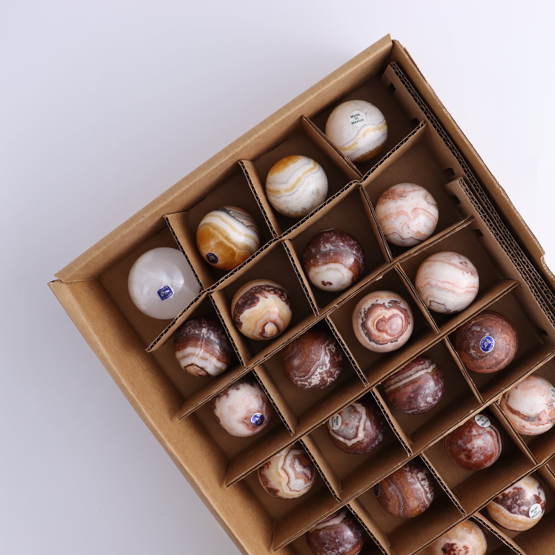 Onyx Spheres Set of 24 - Expert Wholesale and Supplier of Wholesale Crystals & Bulk Gemstones, ["Mexico","onyx","Spheres"]