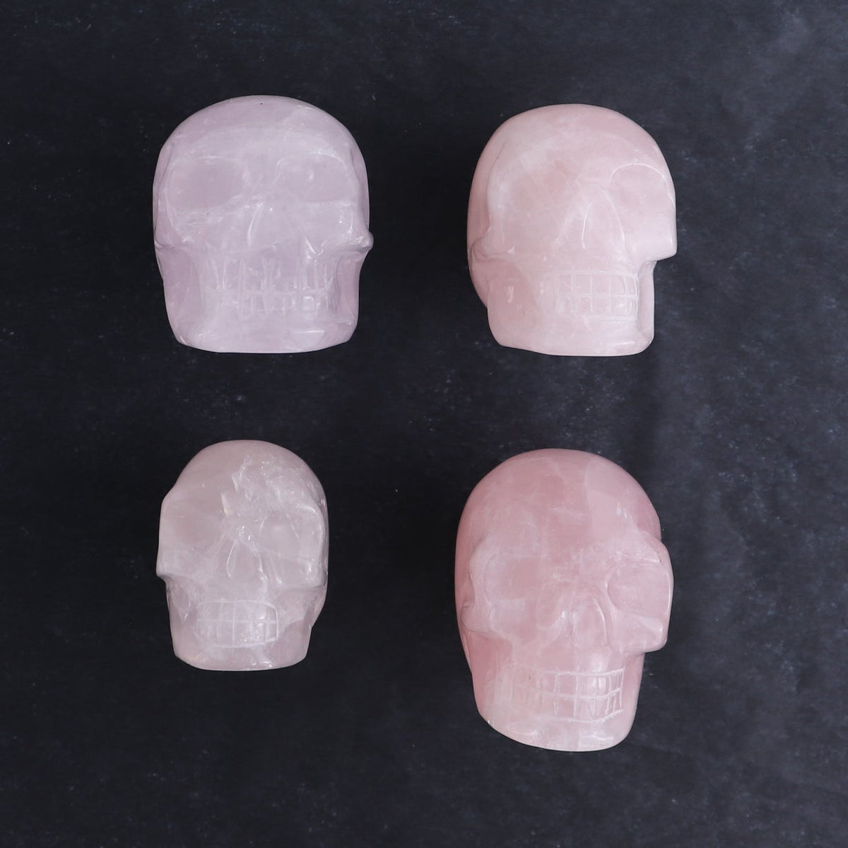 Rose Quartz Skulls Set of 4