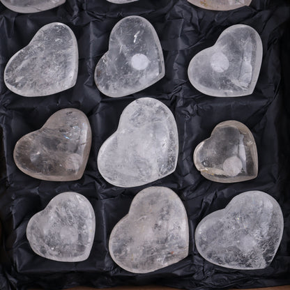 Imperfect Clear Quartz Hearts Set of 12 - Expert Wholesale and Supplier of Wholesale Crystals & Bulk Gemstones, ["Brazil","Clear Quartz","close_50","Hearts","Quartz"]