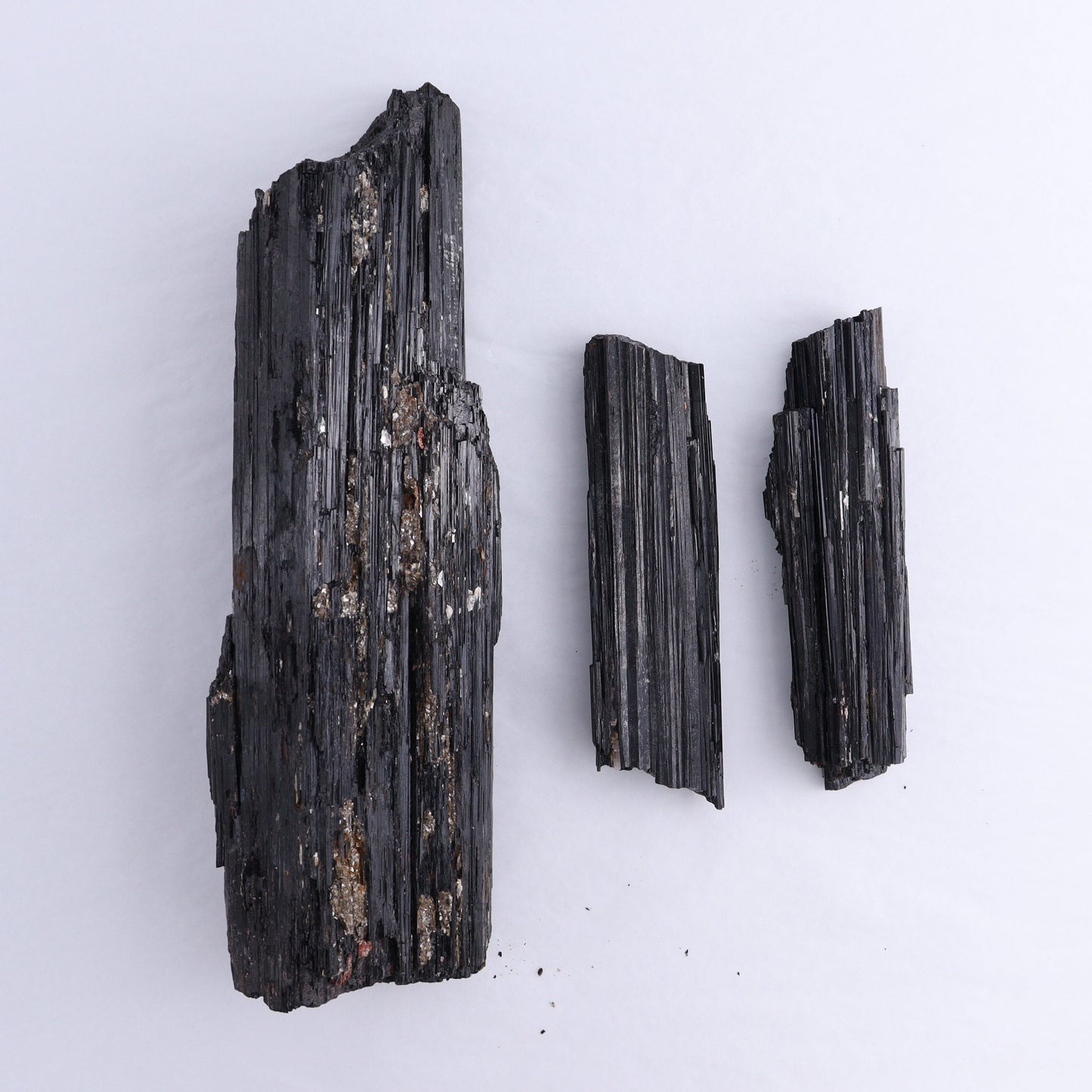 Black Tourmaline Log Set of 3 - Expert Wholesale and Supplier of Wholesale Crystals & Bulk Gemstones, ["Black Tourmaline","logs","Madagascar","Rough","Tourmaline"]