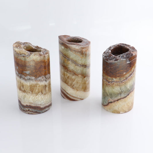 Mexican Onyx/Calcite Candle Holders Set of 3