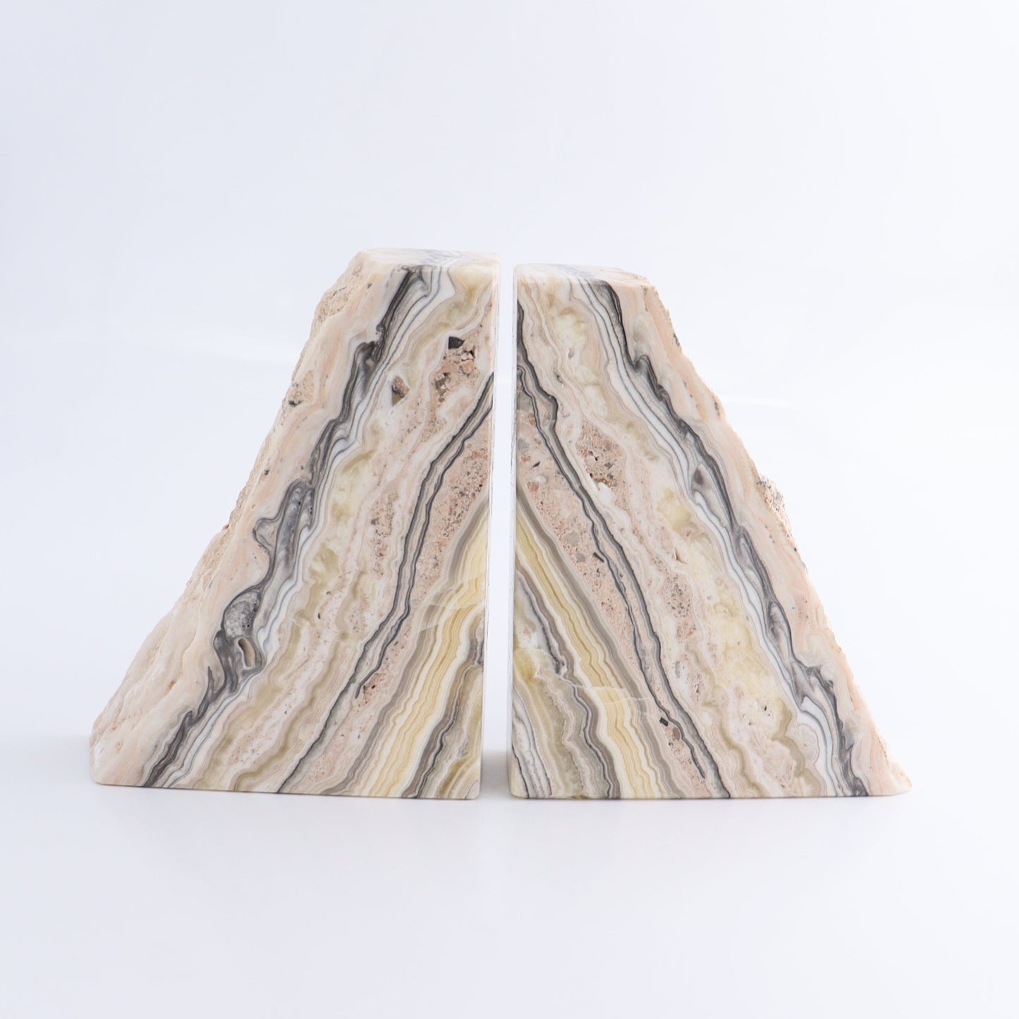 One Pair of Mexican Onyx/Calcite Pink & Yellow Rough Bookend - Expert Wholesale and Supplier of Wholesale Crystals & Bulk Gemstones, ["Bookends","Calcite","Catalog Onyx","Mexico","onyx"]