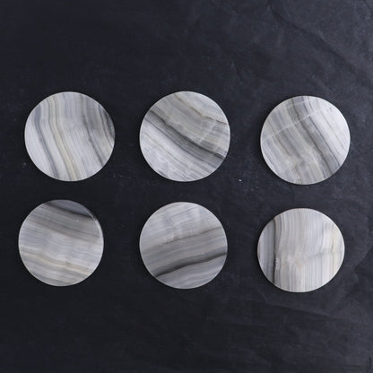 Coaster Set Mexican Onyx/Calcite White & Grey