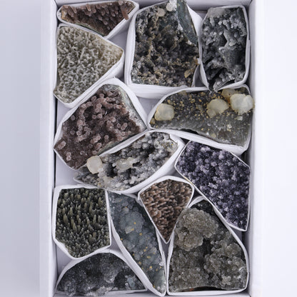 Uruguay Amethyst Clusters with Formations Flat of 13 - Expert Wholesale and Supplier of Wholesale Crystals & Bulk Gemstones, ["Amethyst","Calcite","Clusters","Formations","Uruguay"]