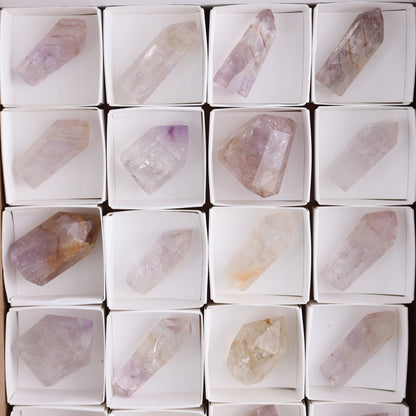 Powellite Amethyst UV Reactive Towers Set of 20 - Expert Wholesale and Supplier of Wholesale Crystals & Bulk Gemstones, ["Amethyst","Powellite"]