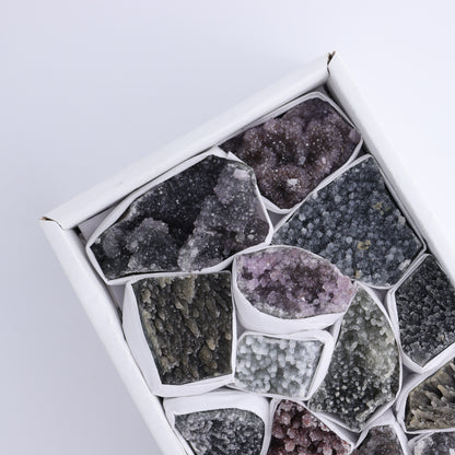 Uruguay Amethyst Clusters with Formations Flat of 15 - Expert Wholesale and Supplier of Wholesale Crystals & Bulk Gemstones, ["Amethyst","Calcite","Clusters","Formations","Uruguay"]