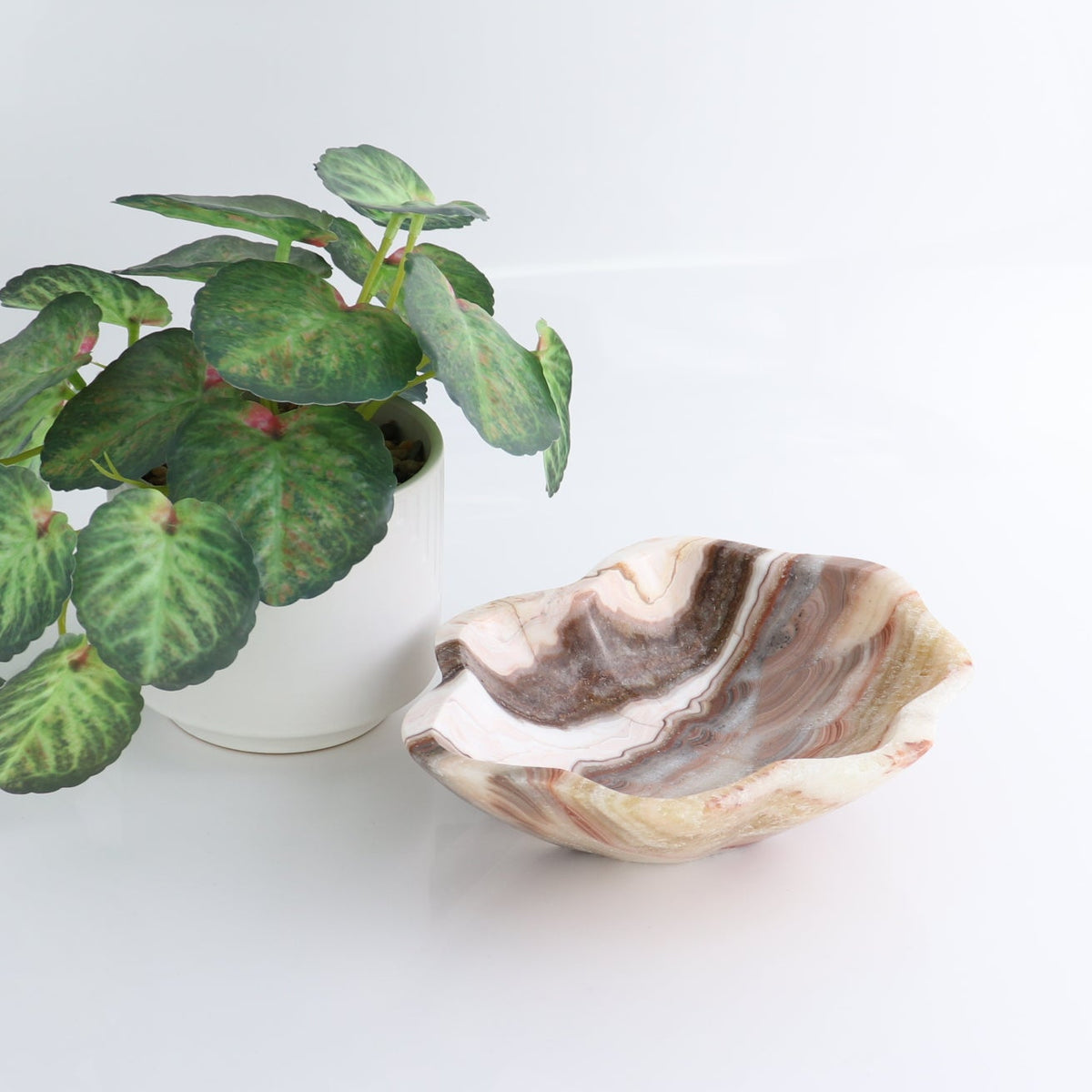 One Small Bowl Mexican Onyx/Calcite Honey & Pink