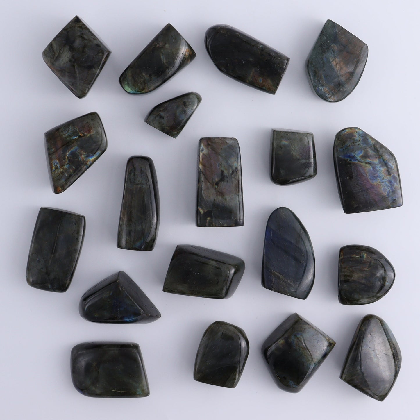 Labradorite Freeform Set of 19 - Expert Wholesale and Supplier of Wholesale Crystals & Bulk Gemstones, ["Freeforms","Labradorite","Madagascar"]