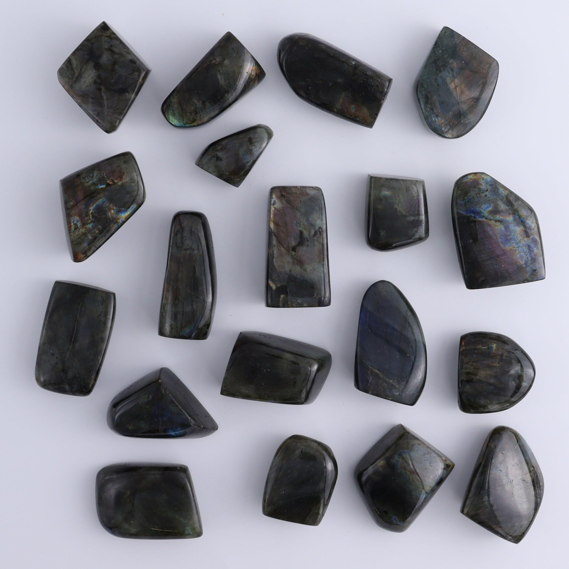 Labradorite Freeform Set of 19 - Expert Wholesale and Supplier of Wholesale Crystals & Bulk Gemstones, ["Freeforms","Labradorite","Madagascar"]
