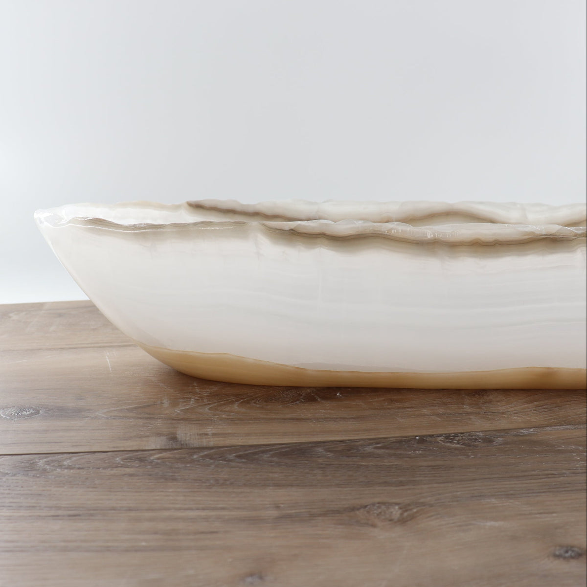 Mexican Onyx/Calcite Canoe Bowl 28"