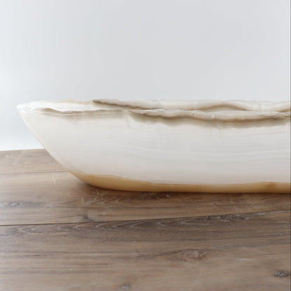 Mexican Onyx/Calcite Canoe Bowl 28"