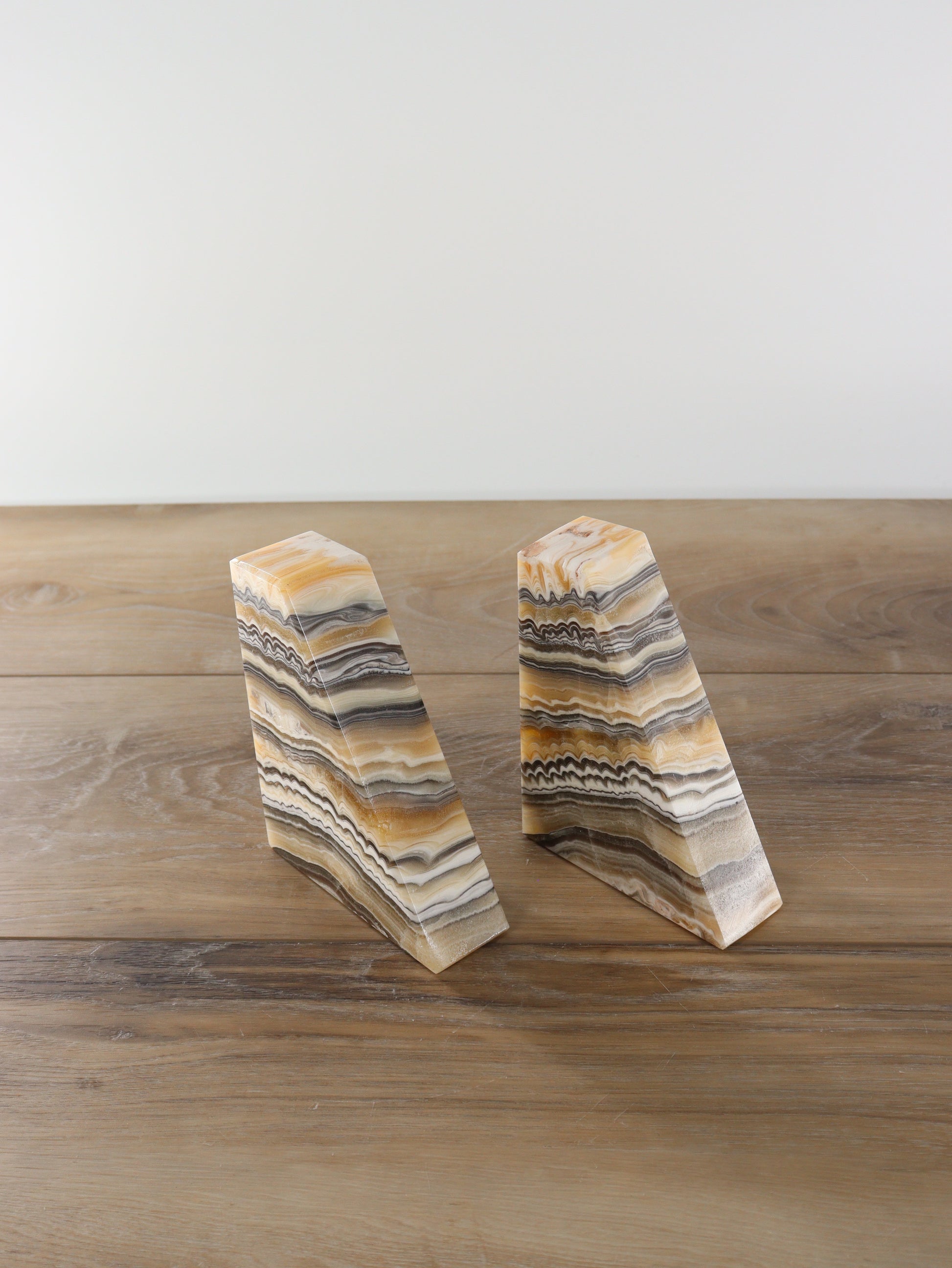 Yellow Zebra Polished Onyx Bookends - Expert Supplier of Wholesale Crystals & Bulk Gemstones