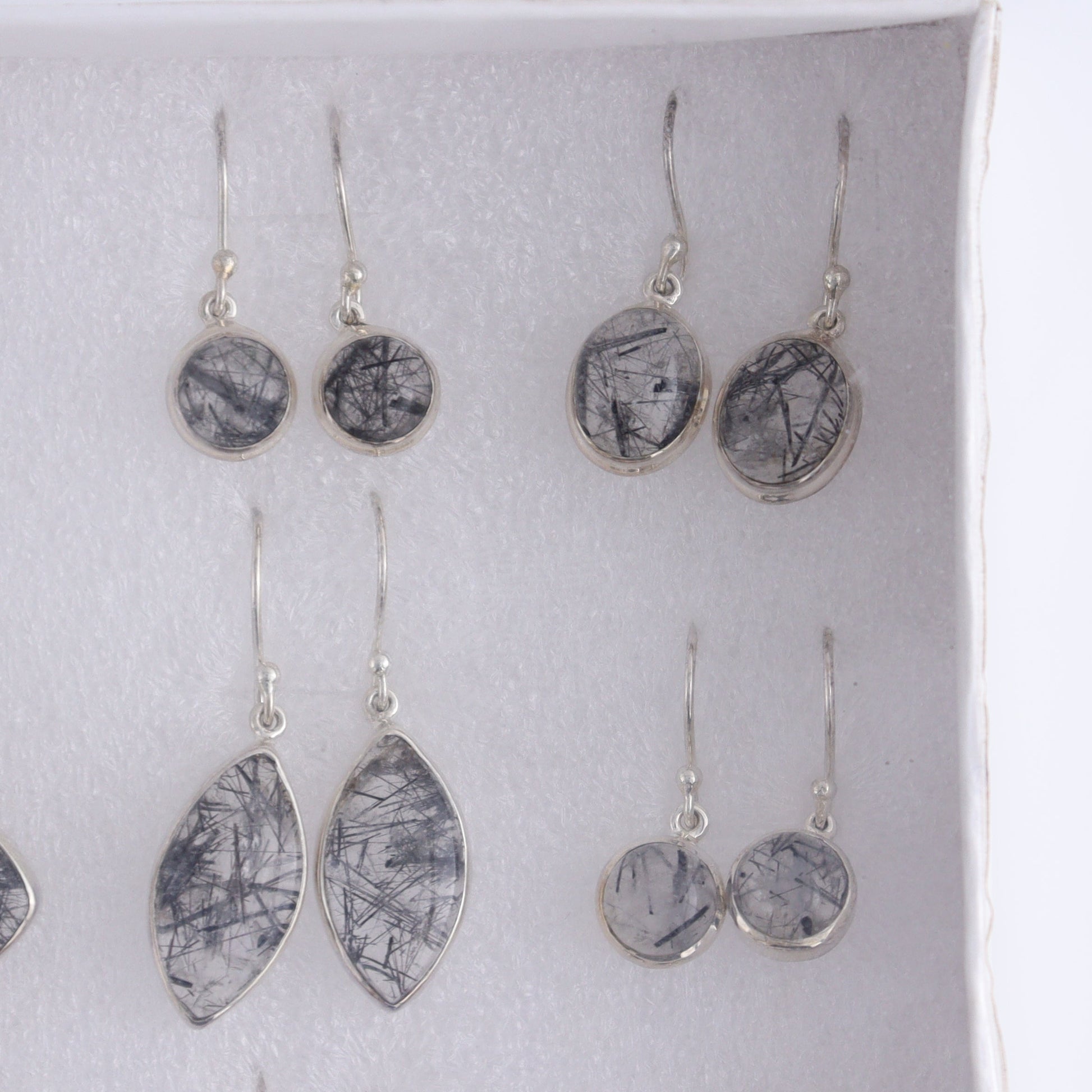 Rutilated Quartz Earrings Pairs of 9 - Expert Wholesale and Supplier of Wholesale Crystals & Bulk Gemstones, ["close_50","earrings","India","Rutilated Quartz","sterling silver"]