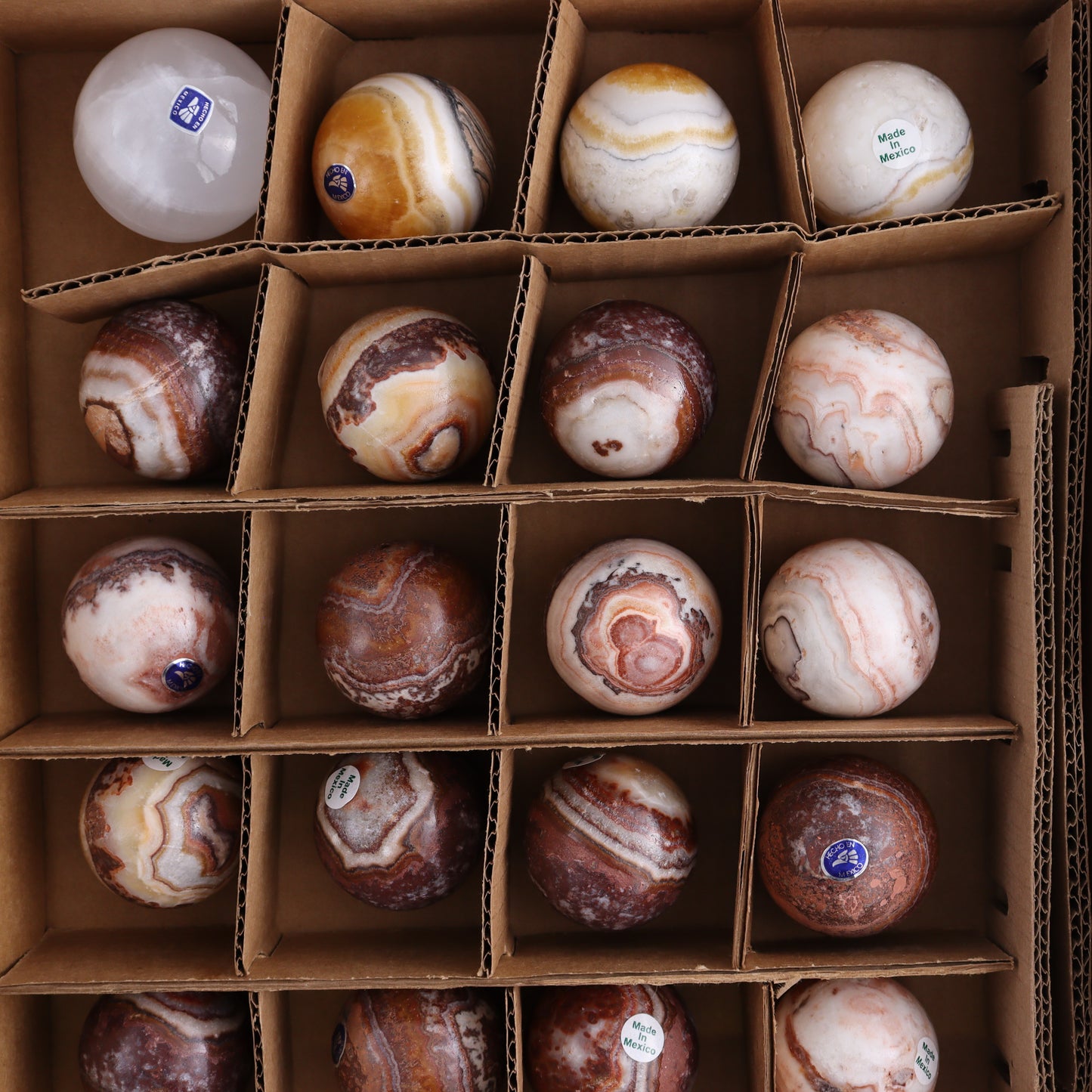 Onyx Spheres Set of 24 - Expert Wholesale and Supplier of Wholesale Crystals & Bulk Gemstones, ["Mexico","onyx","Spheres"]