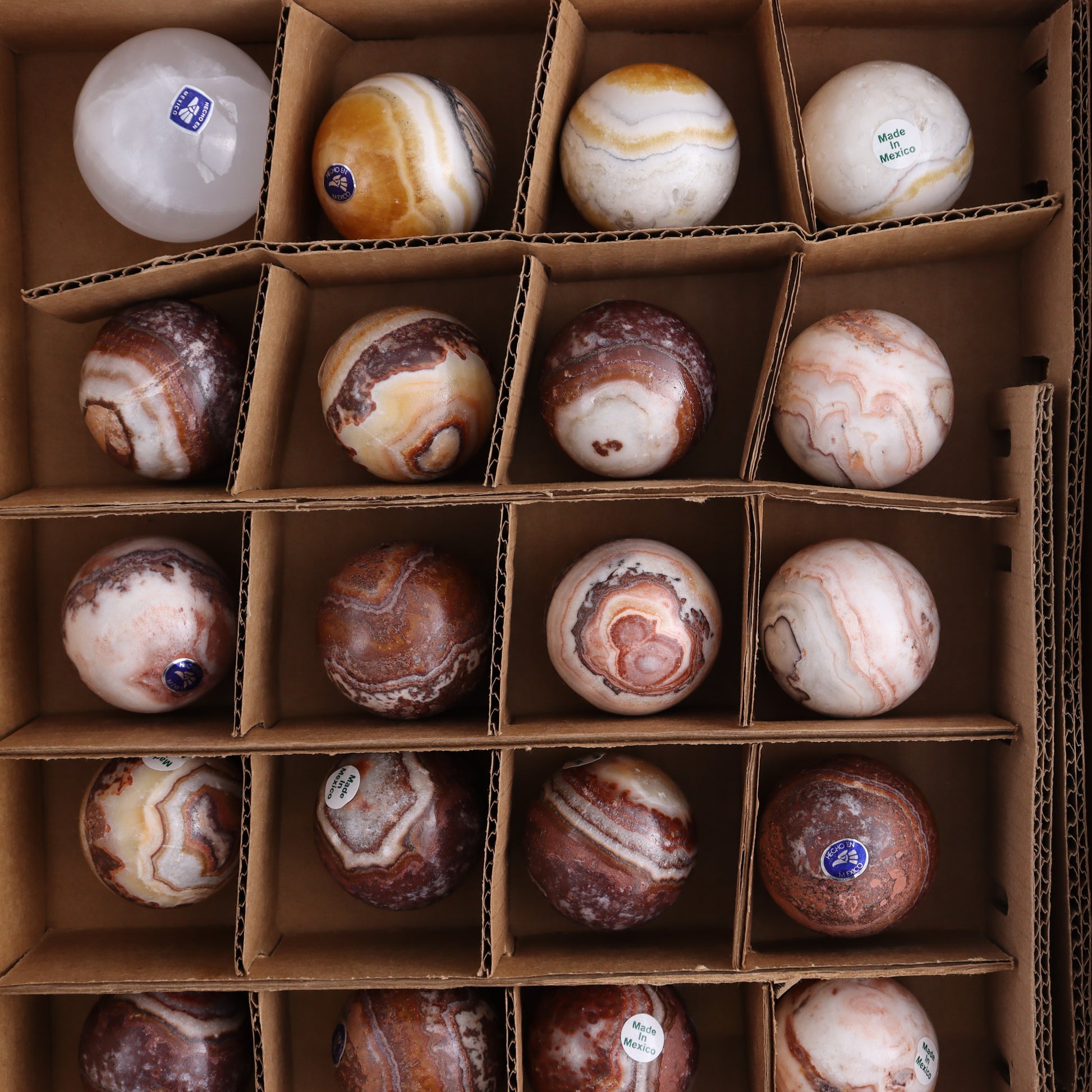 Onyx Spheres Set of 24 - Expert Wholesale and Supplier of Wholesale Crystals & Bulk Gemstones, ["Mexico","onyx","Spheres"]