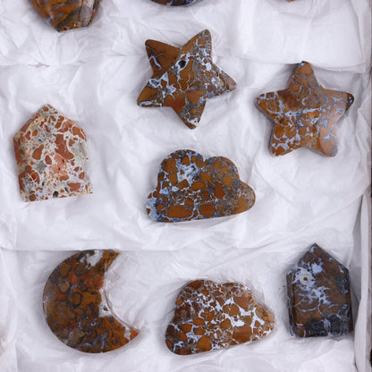 Brecciated Jasper Moons, Stars, Towers, Clouds, and Flames Set of 10 - Expert Wholesale and Supplier of Wholesale Crystals & Bulk Gemstones, ["Brecciated Jasper","Clouds","flames","Indonesia","moons","stars","Towers"]